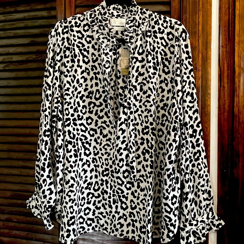 NWT J.Crew Silk Leopard top - size 20